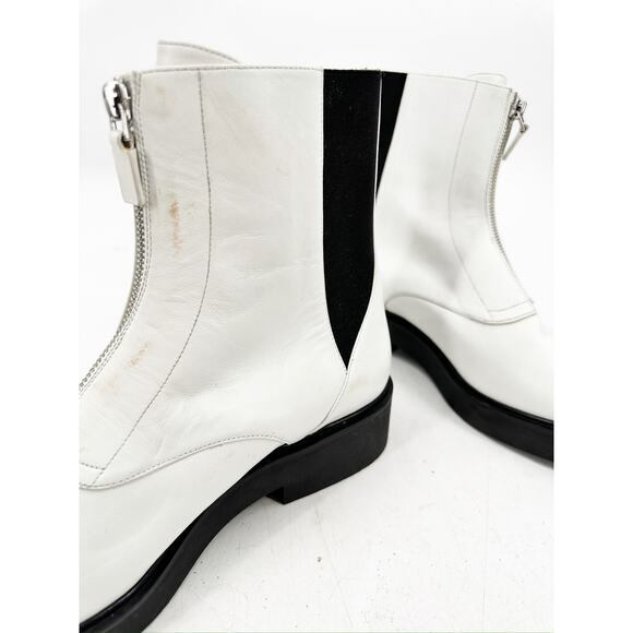 Stuart Weitzman Lodge Zip White Leather Bootie Size 8B - Picture 4 of 7